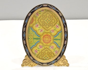 Picture Frame Cloisonné' Floral Brass Chinese Enamel Decor Frame
