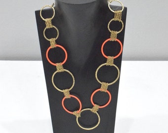 Orange Gold Circle Necklace