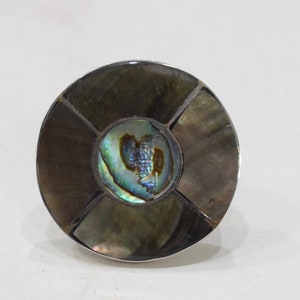 Ring Inlaid Mother of Pearl Silver Adjustable Ring Indonesia image 1