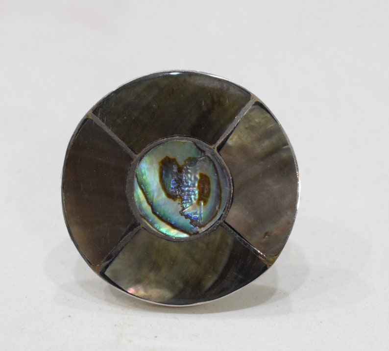 Ring Inlaid Mother of Pearl Silver Adjustable Ring Indonesia image 1