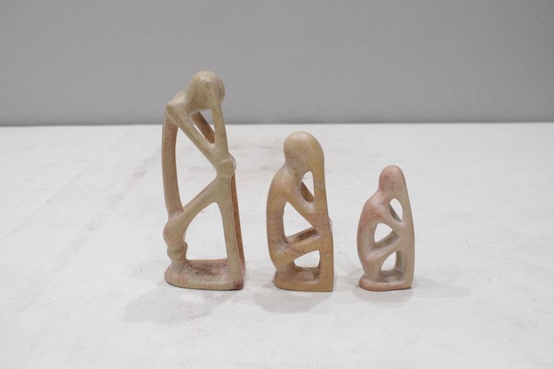 African Soapstone Carved Thinker Sculpture Kenya