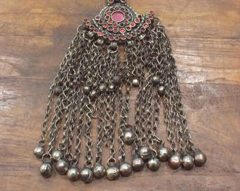 Middle Eastern Silver Kuchi Glass Pendant