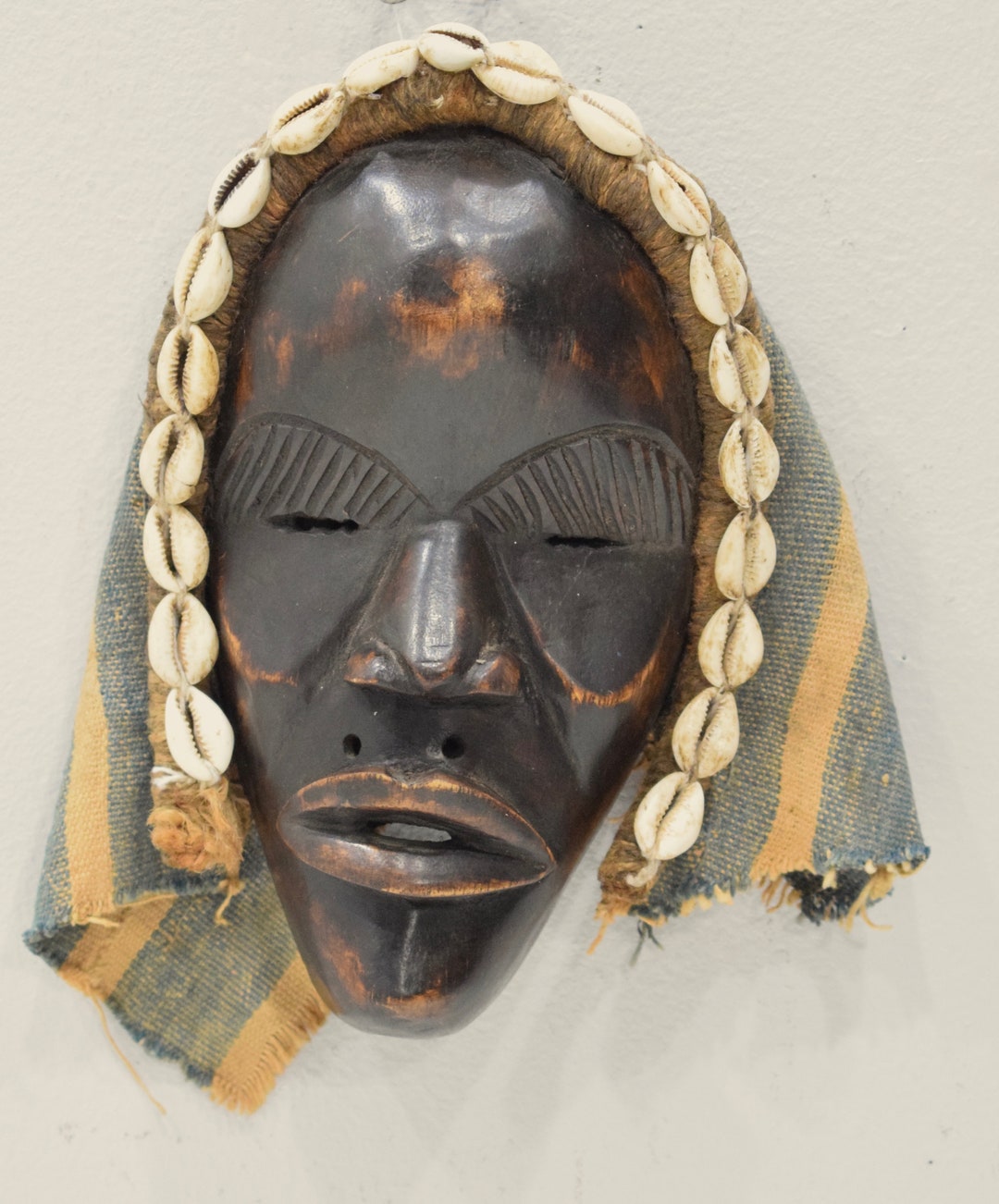 Africa Mask Dan Carved Wood Burnished Cloth Cowrie Shells Dan - Etsy