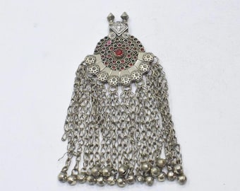 Middle Eastern Silver Kuchi Glass Pendant