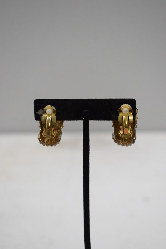 Earrings Gold Silver Ridged Clip Earrings - image 2