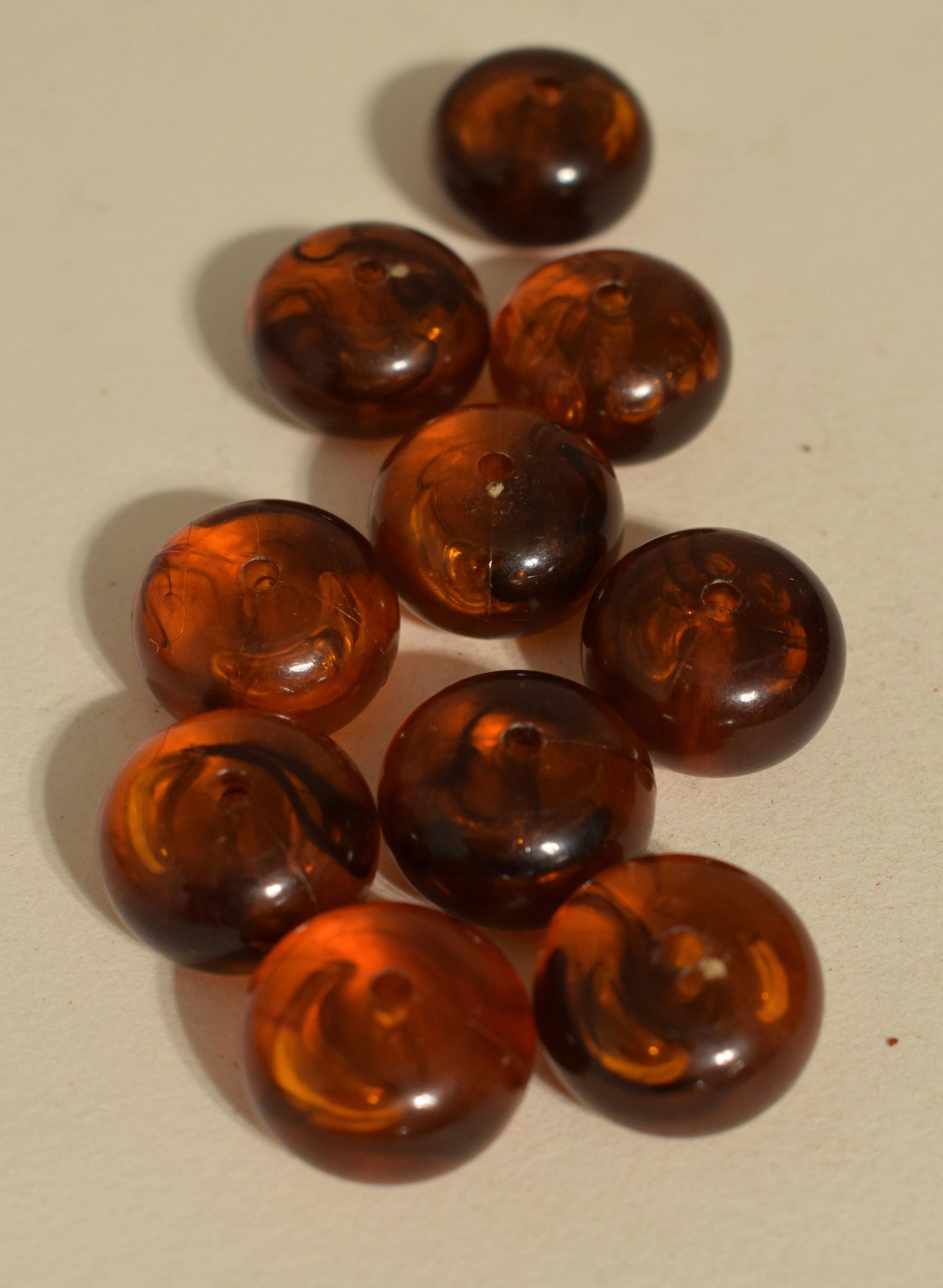 Beads African Moroccan Amber Color Resin Round Vintage Beads Jewelry