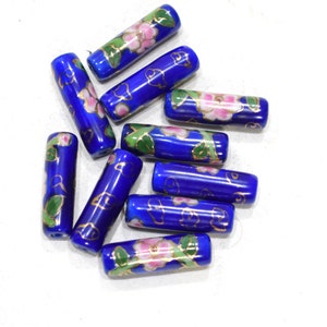 Beads Chinese Blue Porcelain Tubes 31-32mm