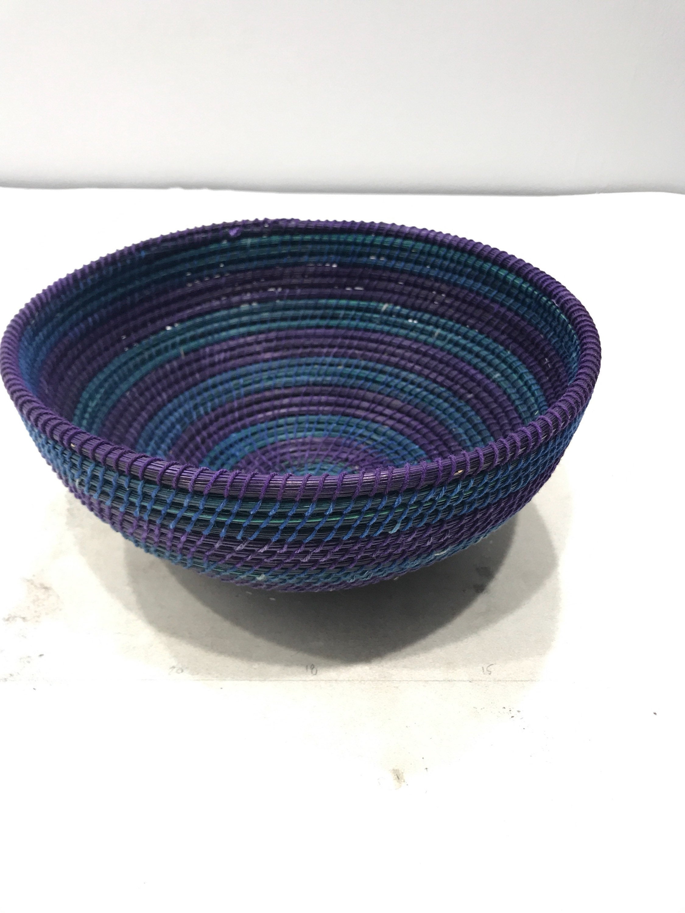 Basket African Lesotho Blue Purple Woven South Africa Handmade Hand Woven Coiled Woman Unique SM39