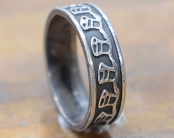 Ring Sterling Silver Etched Band Ring