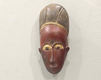 African Mask Wood Crest Baule Mask