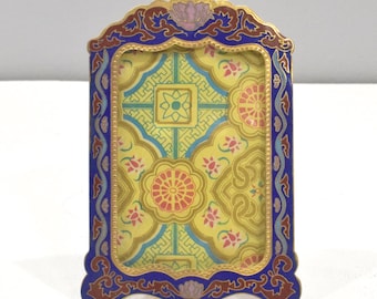 Picture Frame Cloisonné' Floral Brass Chinese Enamel Decor Frame