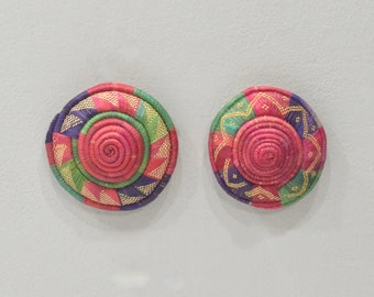 Ethiopian Basket 2 Lid Pairs For Wall Display