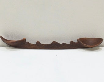 African Double Ladle TurkanaTribe Wood Etched Kenya