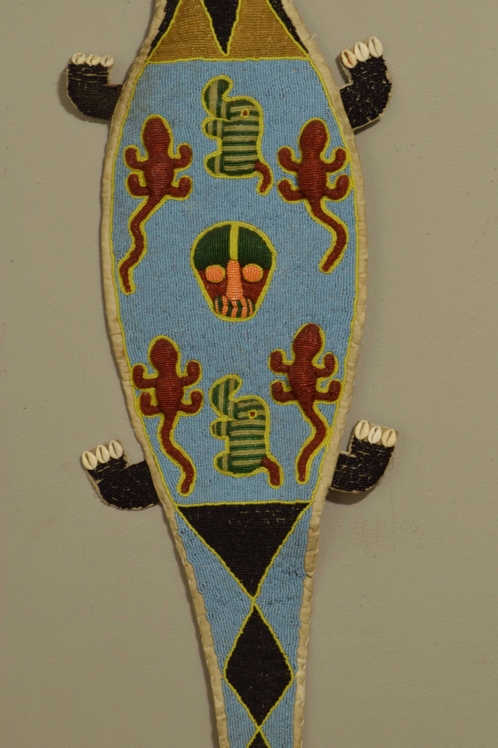 Vintage African Yoruba Beaded Diviner Wall Hanging