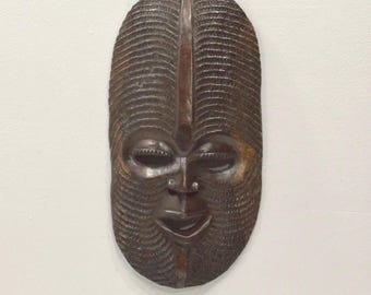 African Mask Ebony Carved Malawi Mask