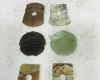 Chinese Assorted Carved Serpentine Pendants