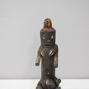 African Fetish Doll Cameroon Beaded Cowrie Shell Wood Doll