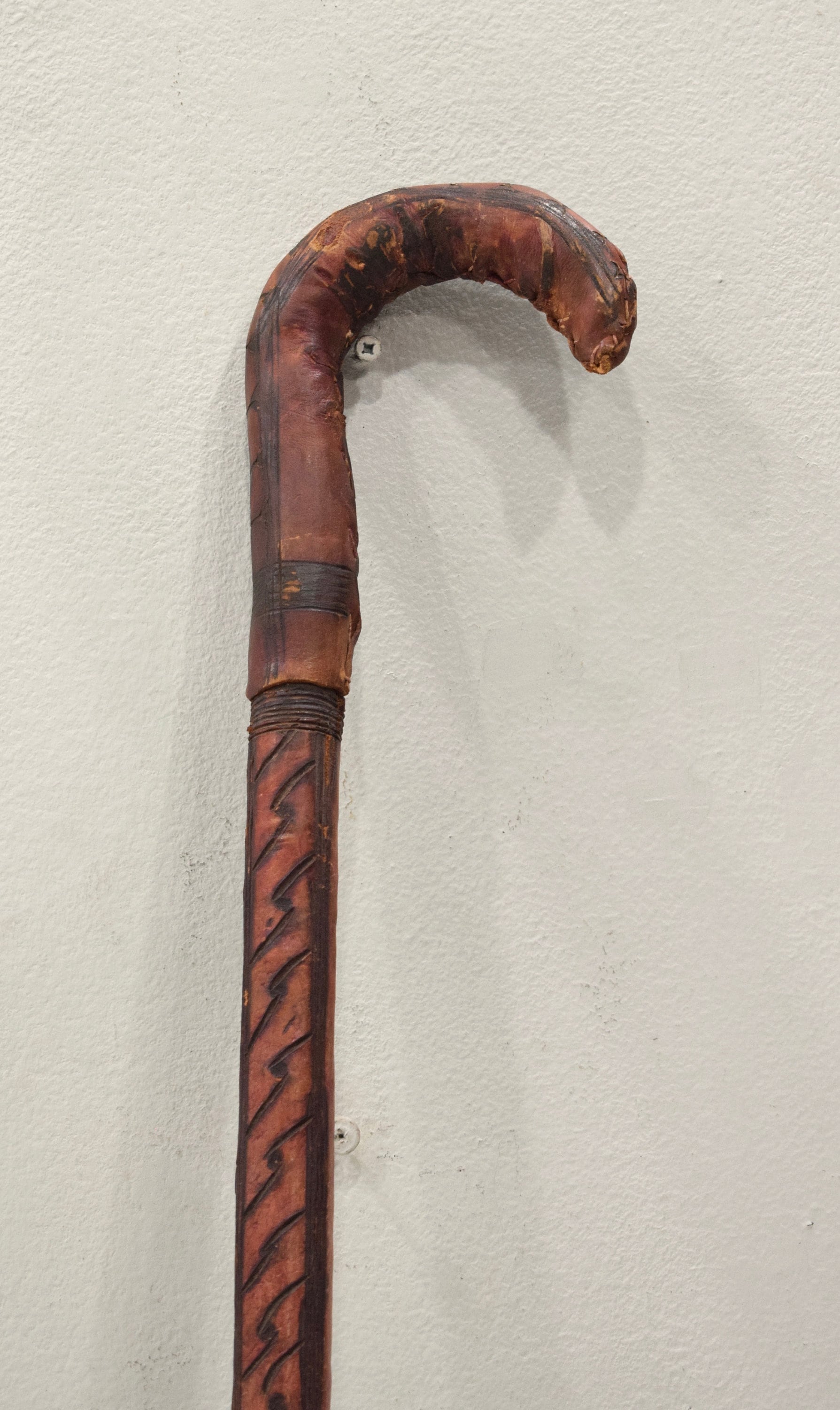 African Walking Stick Leather Wraped Wood Walking Stick Sword
