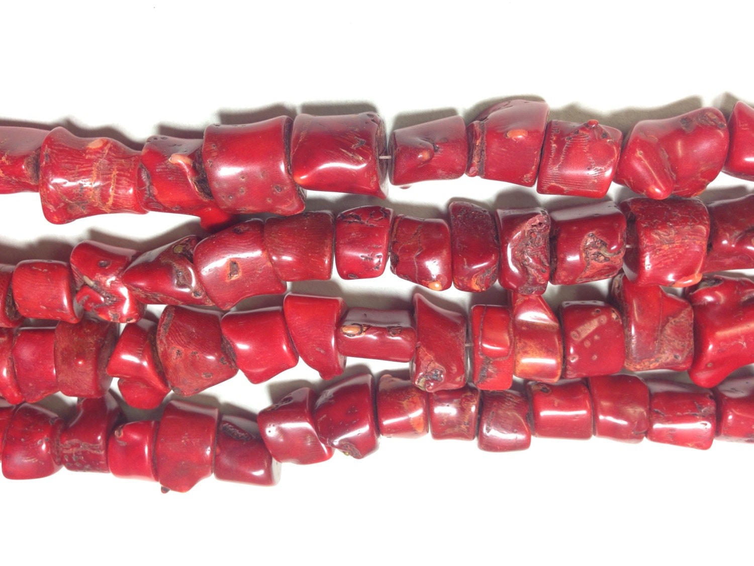 Beads Red Bamboo Coral Dyed Strand 15 -20mm