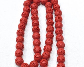 Beads Chinese Round Red Cinnabar Bead Strand