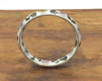 Chinese Cloisonné Floral Design Bangle Bracelet
