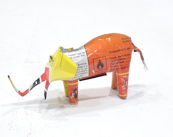 African Folk Art Toy Elephant Recycled Tin Can Tanzania