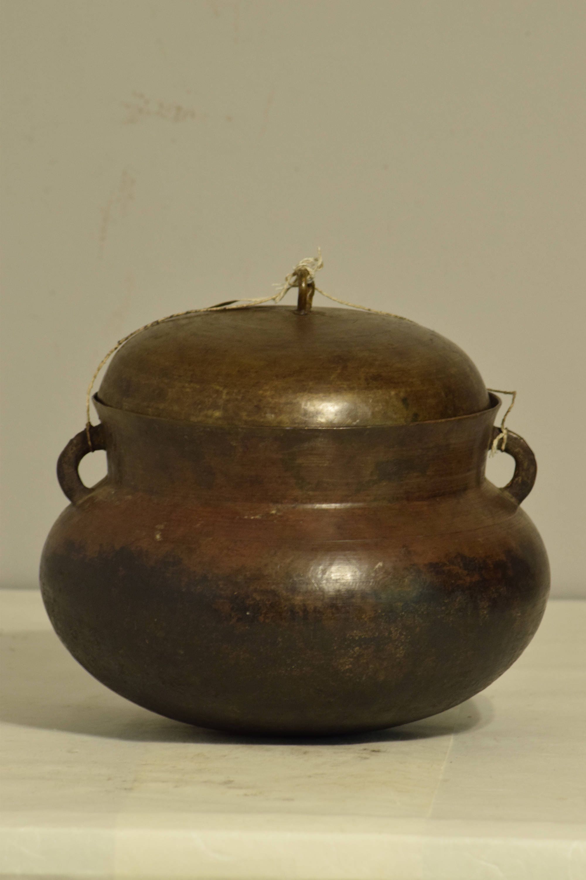 Cambodian Metal Cooking Pot with Lid Asia Handmade Cooking Aged Copper