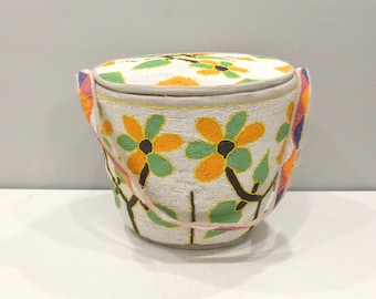 African Yoruba Tribe Beaded Basket Nigeria