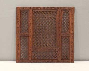 Indian Hand Carved Teak Wood Screen Panel Design