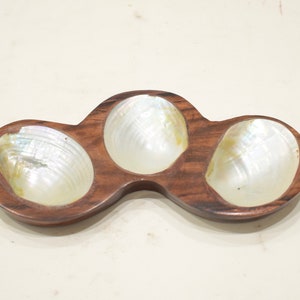 Bowl Wood Fiji Islands Mother of Pearl Inlaid Wood Food  Serving Bowl