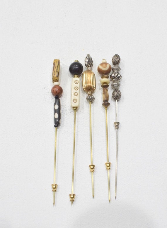 Stick Pins 5 Assorted Beaded Pins