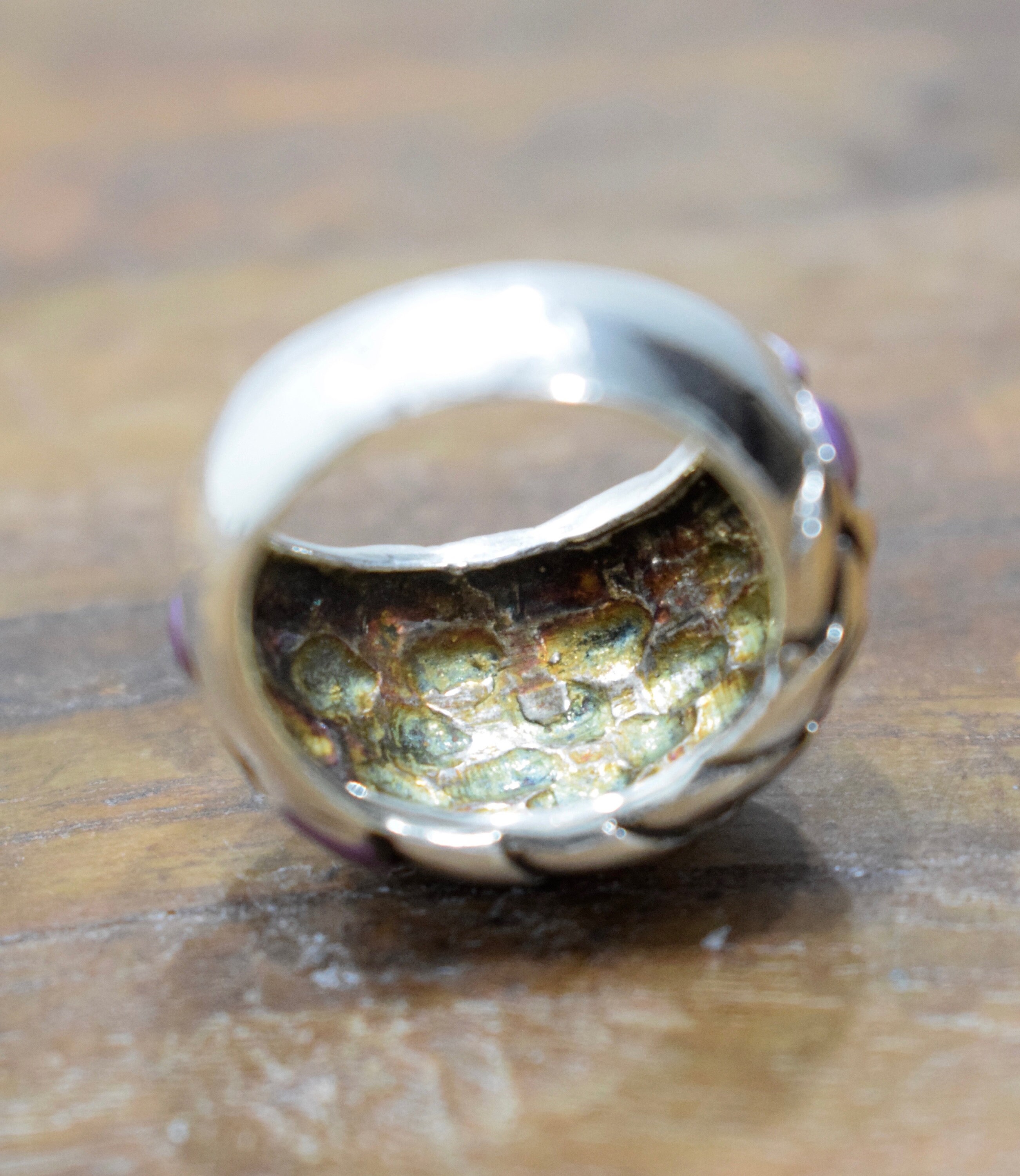 Ring Sterling Silver Enamel Silver Dome Ring