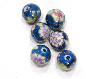 Beads Chinese Blue Flower Porcelain 12mm