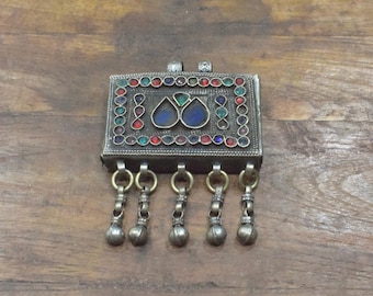 Middle Eastern Silver Kuchi Glass Pendant