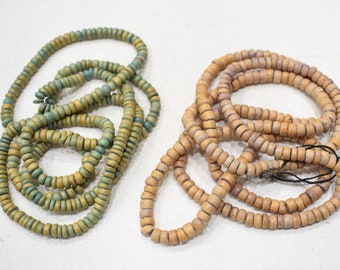 Beads Philippine Green/Brown Coconut Heishi 6mm