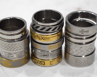 Rings 13 Assorted Bag Stainless Steel Spinner and Band Rings