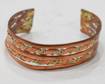 Bracelet Copper Brass Woven Wide Cuff Healing Bracelet