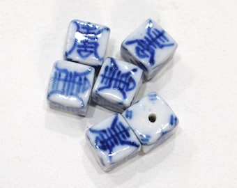 Beads Chinese Blue White Dice Beads