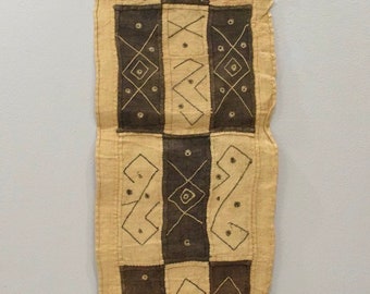 African Kuba Cloth Natural Woven Raffia Table Runner Congo