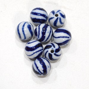 Beads Chinese Blue  White Porcelain Beads 14mm