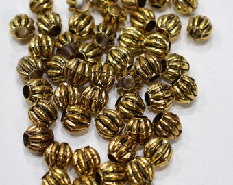 Beads Gold Squash Round Beads 9-10mm