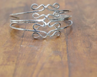 Bracelet Plated Silver Swirl Stacked Cuff Bracelet