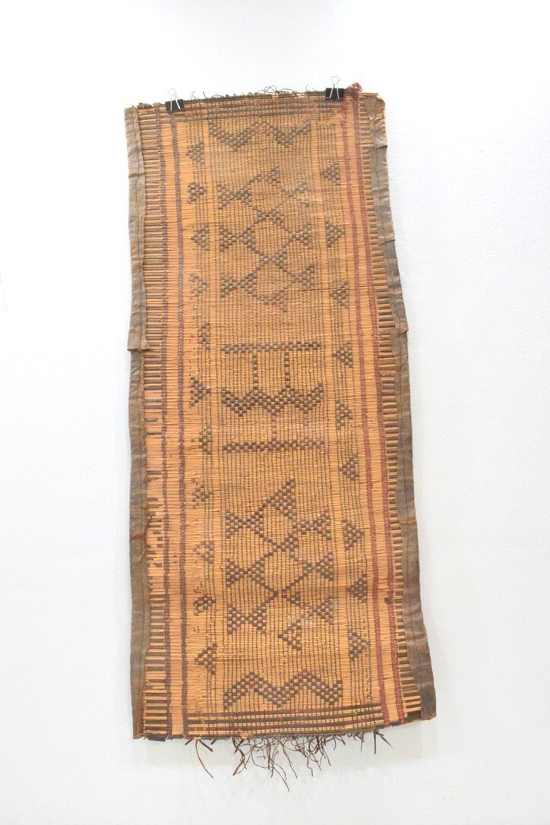 African Tuareg Woven Straw Leather Tuareg Mat Mali Etsy