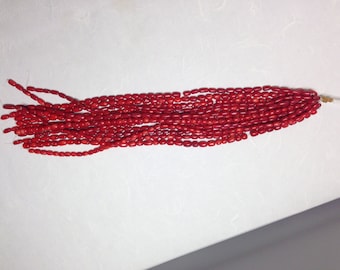 Beads Chinese Red Coral Beads 5x10mm 16' Dyed China Strand