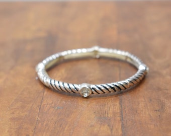 Bracelet Plated Silver Stretch Bangle Rhinestone Bracelet