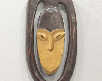 African Kwele Plank Mask Gabon Initiation Mask