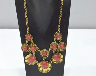 Orange Round Gold Disc Necklace