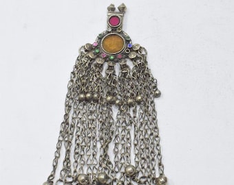 Middle Eastern Silver Kuchi Glass Pendant