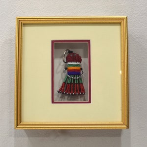 African Zulu Beaded Girl Doll Framed South Africa Fertility Doll