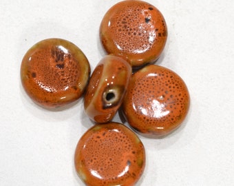 Beads Orange Porcelain Round Beads 20mm